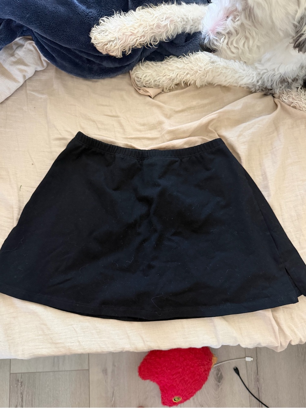 White fox black mini skirt